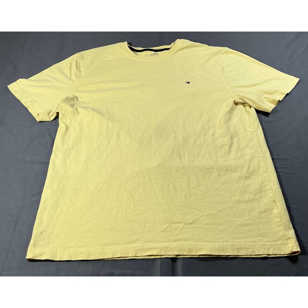 Tommy Hilfiger Mens XL Yellow Short Sleeve Crewneck T-Shirt Embroidered Logo